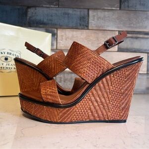 New Lucky Brand Maris Woven Wedge Platform Heeled Sandals
